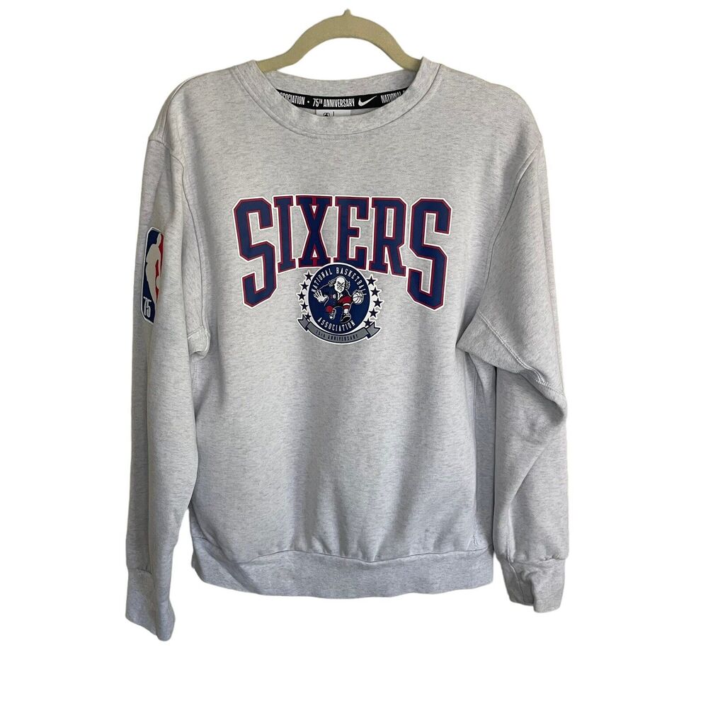 Nike NBA Philadelphia 76ers 75th Anniversary Sweatshirt Gray Mens Size Small